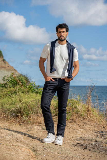 Capri White Knitted Men's T-Shirt