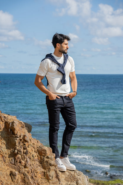 Capri White Knitted Men's T-Shirt