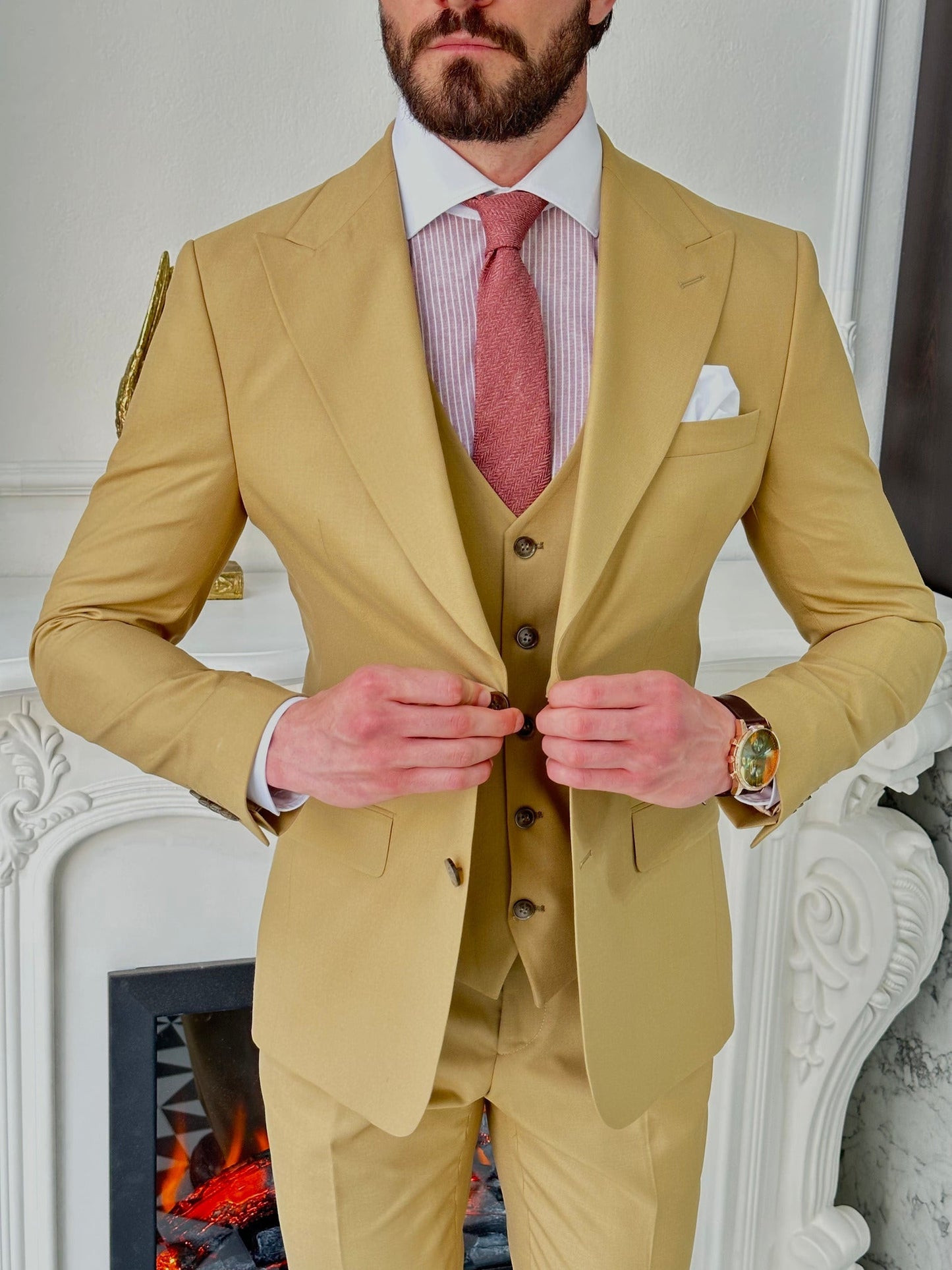 Camel Slim-Fit Suit 3-Piece VIOSSI