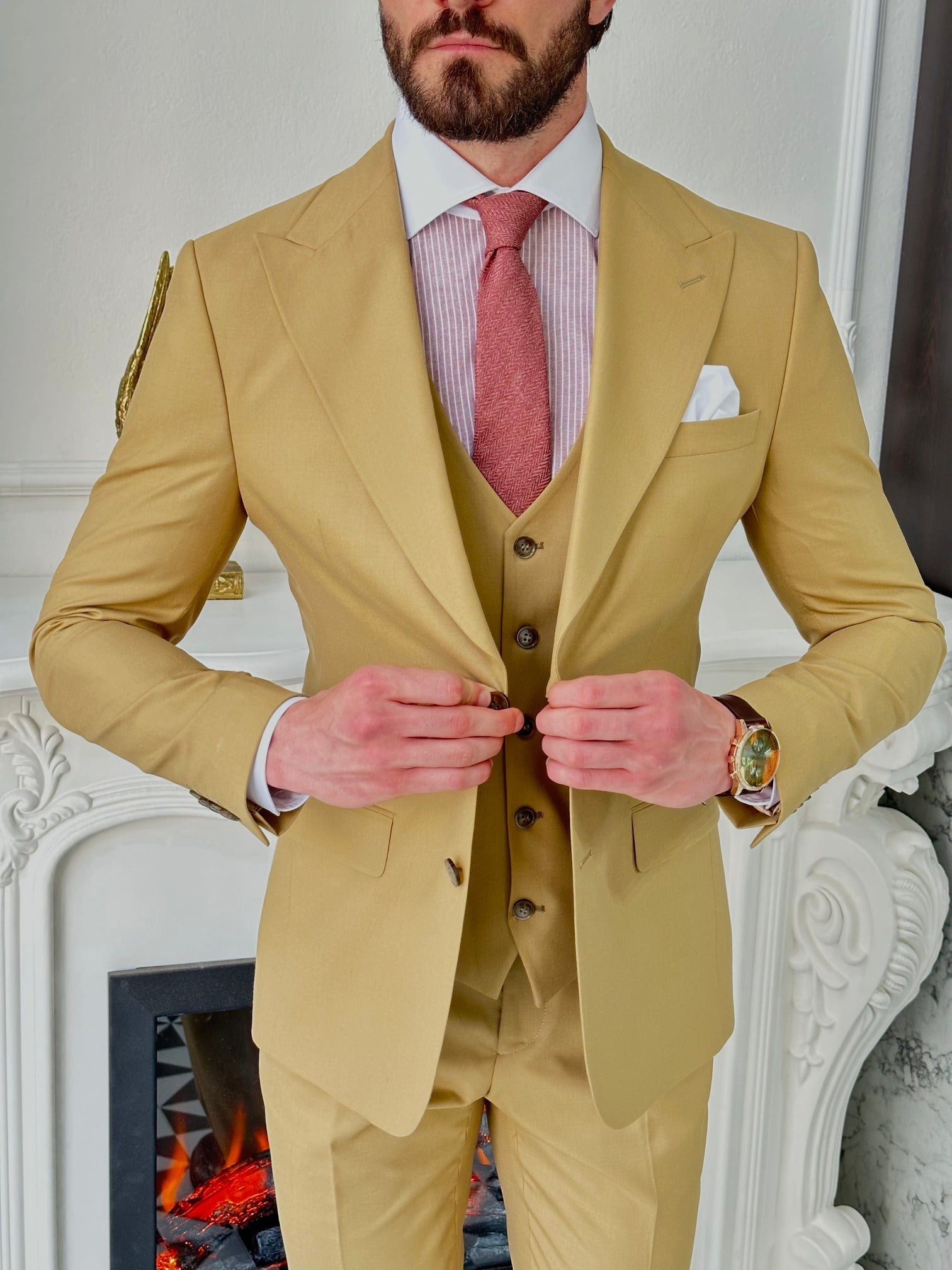 Camel Slim-Fit Suit 3-Piece VIOSSI