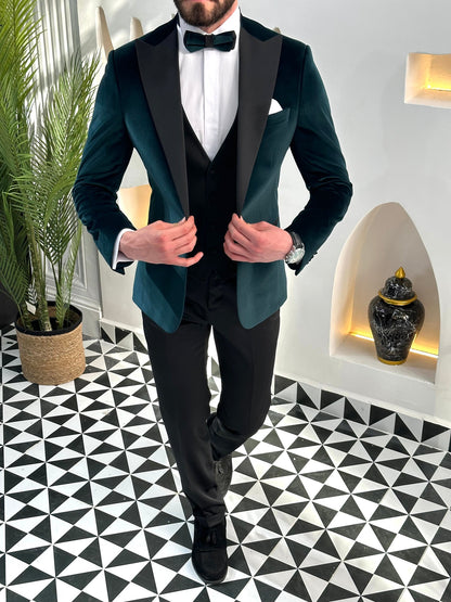 Emerald Velvet Slim-Fit Tuxedo 3-Piece - BRABION