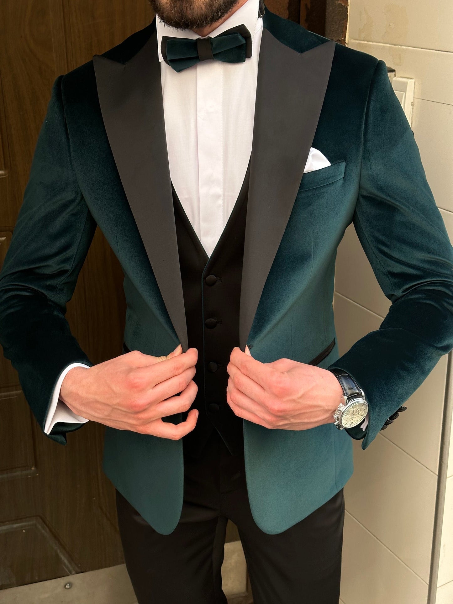 Emerald Velvet Slim-Fit Tuxedo 3-Piece - BRABION