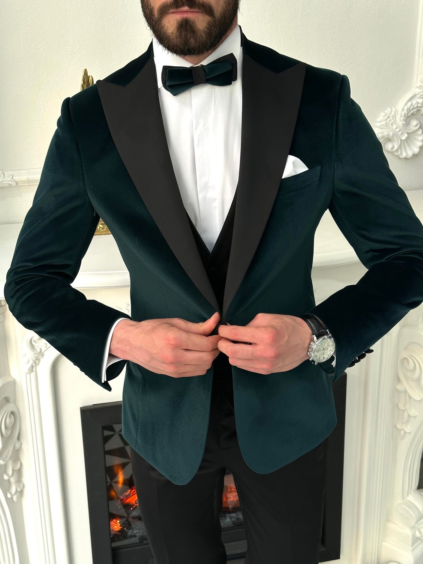 Emerald Velvet Slim-Fit Tuxedo 3-Piece - BRABION