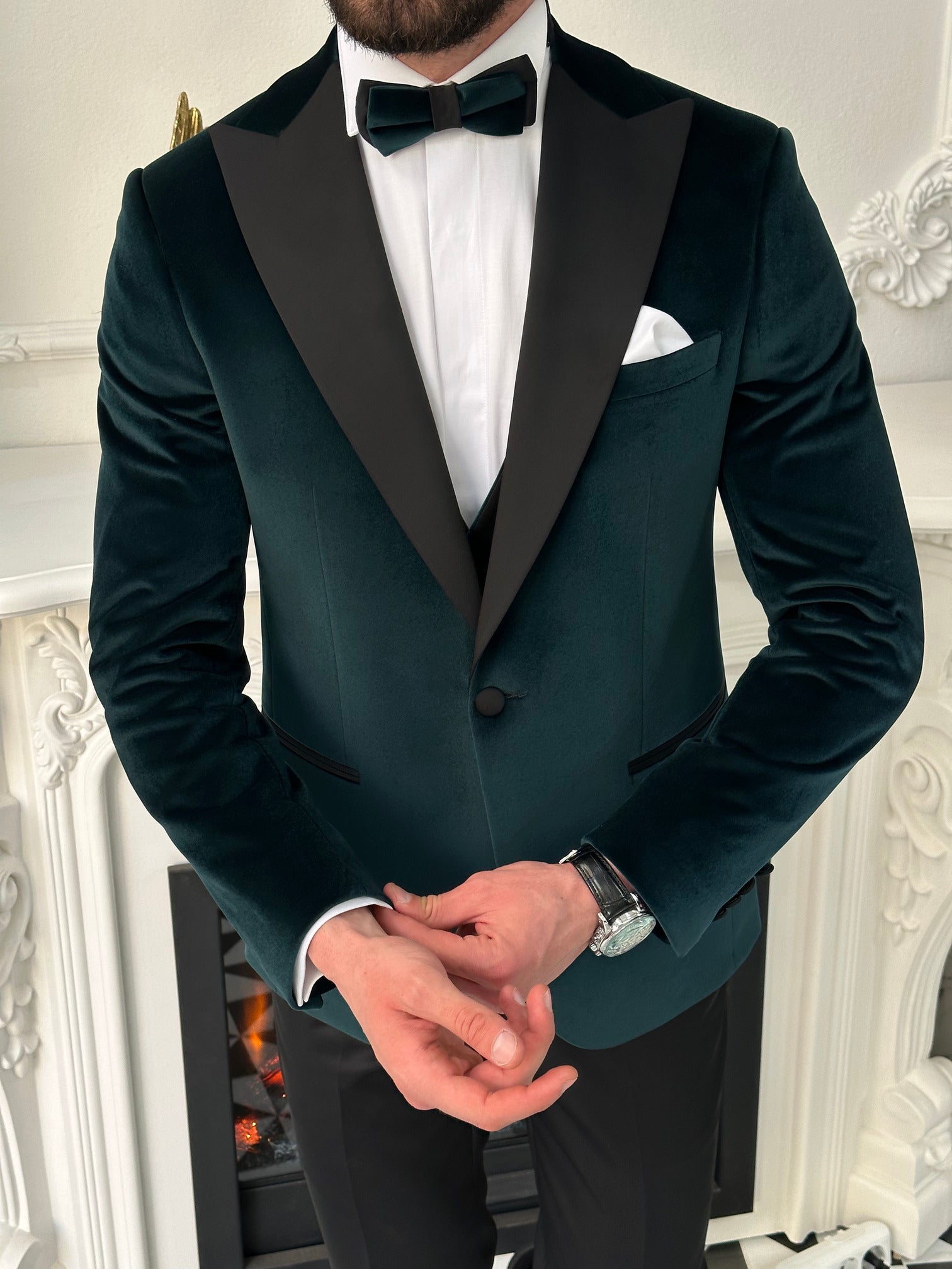 Emerald Velvet Slim-Fit Tuxedo 3-Piece - BRABION