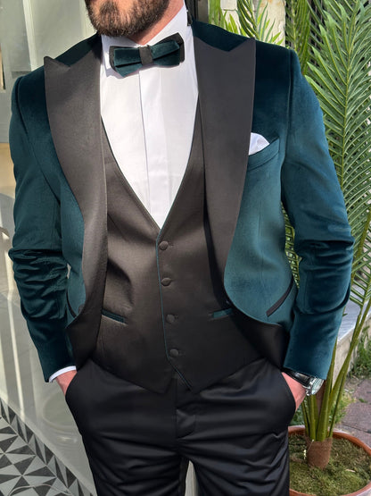 Emerald Velvet Slim-Fit Tuxedo 3-Piece - BRABION
