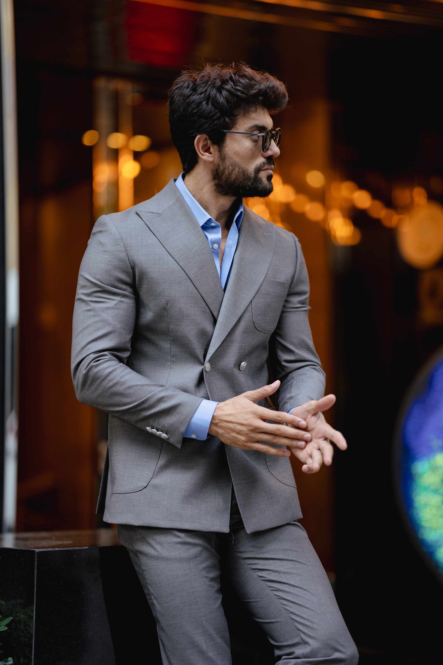 Grey Double Breasted Suit 2-Piece VIOSSI