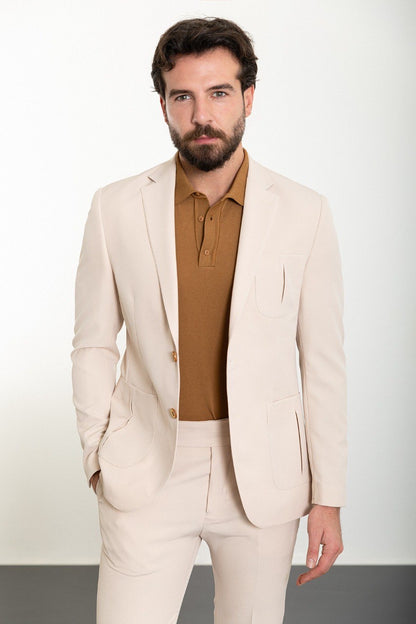 Brabion Marco Beige Slim Fit 2 Piece Suit - The Ultimate Versatile Men's Suit