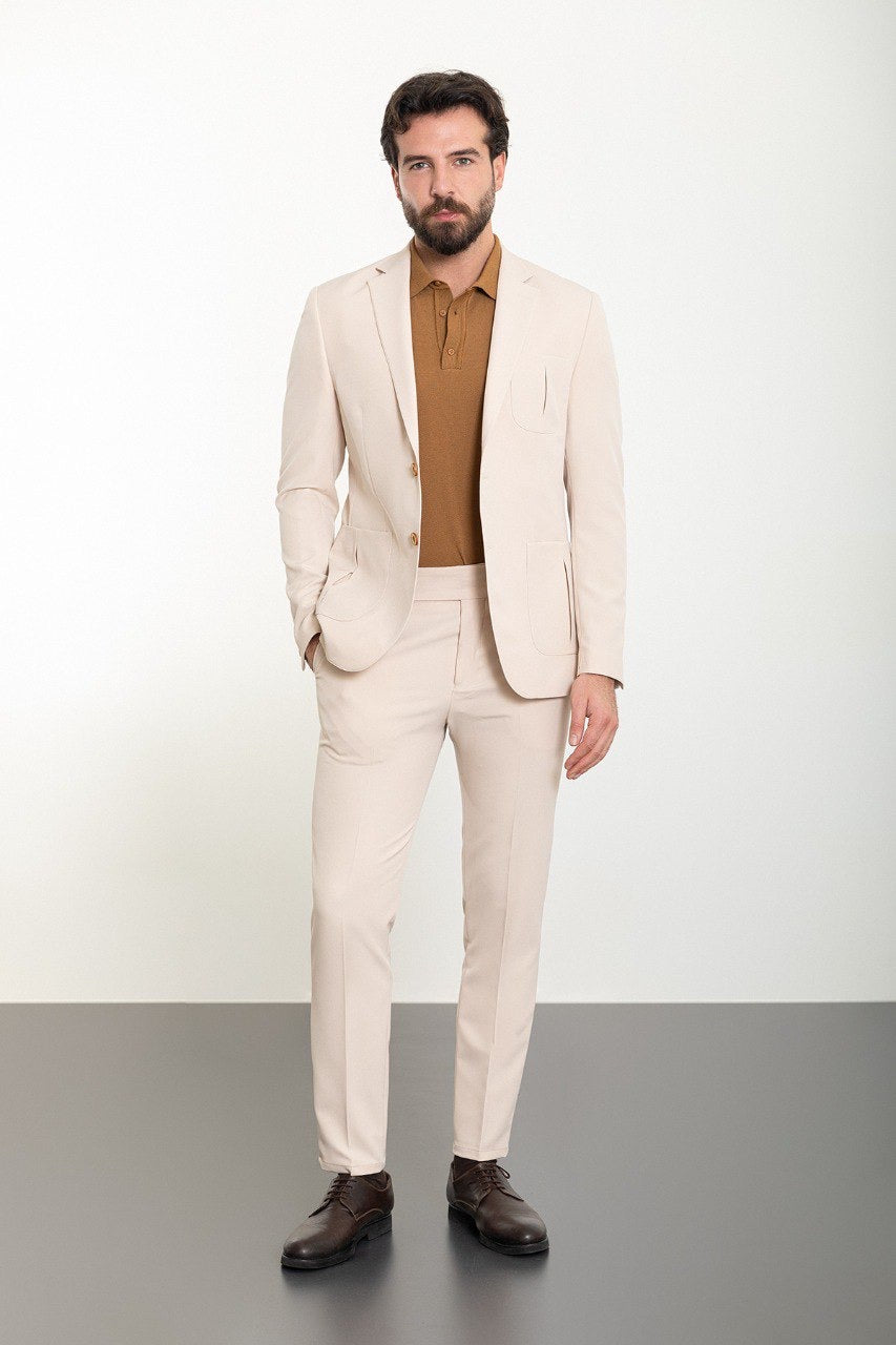 Brabion Marco Beige Slim Fit 2 Piece Suit - The Ultimate Versatile Men's Suit