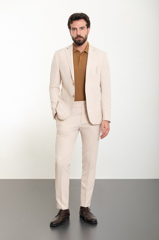 Brabion Marco Beige Slim Fit 2 Piece Suit - The Ultimate Versatile Men's Suit