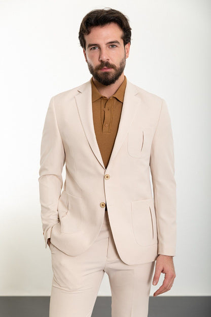 Brabion Marco Beige Slim Fit 2 Piece Suit - The Ultimate Versatile Men's Suit