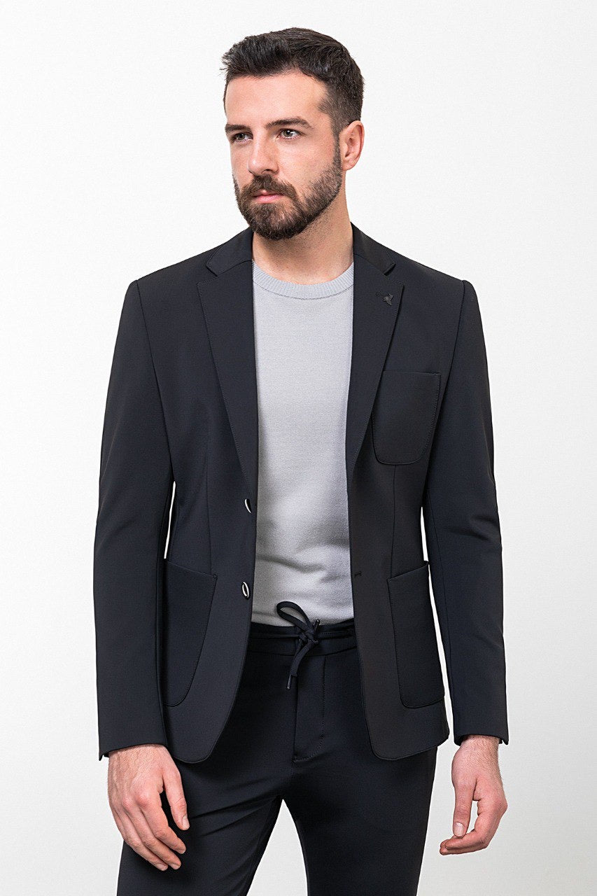 Brabion Rocco Black Slim Fit Notch Lapel Suit