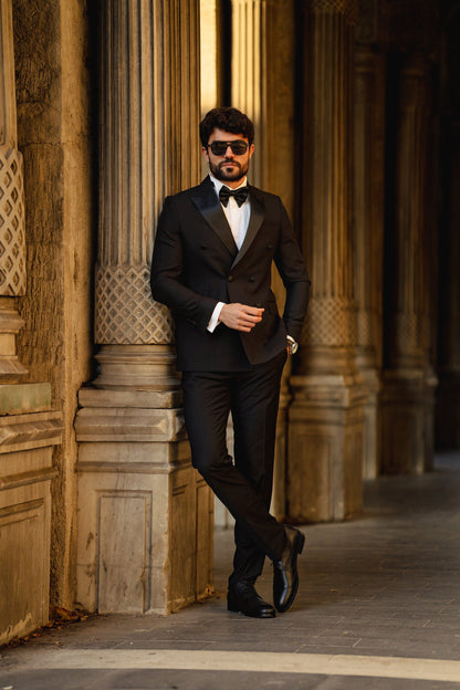 Black Double Breasted Tuxedo 2-Piece - BRABION
