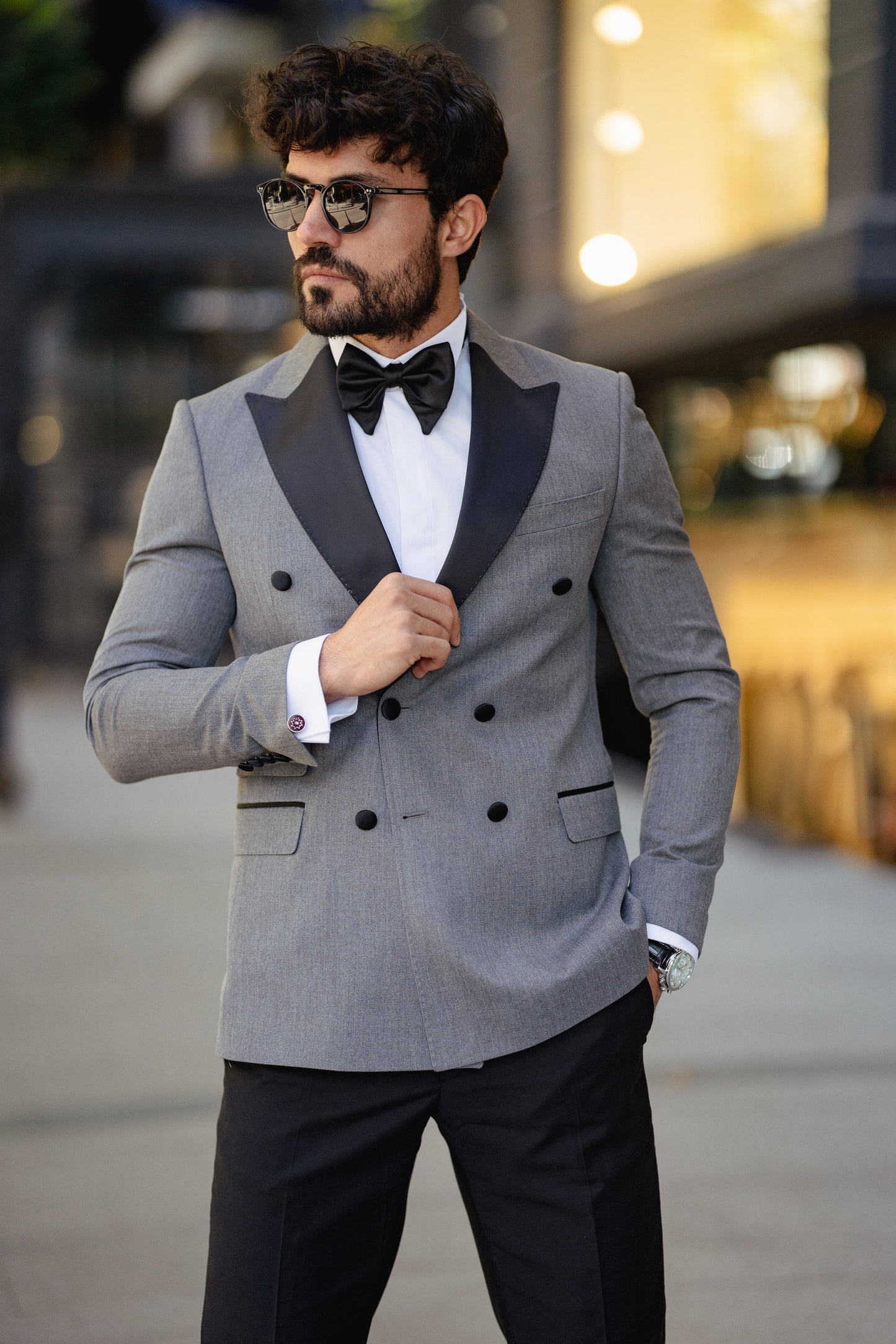 Grey Double Breasted Tuxedo 2-Piece - BRABION