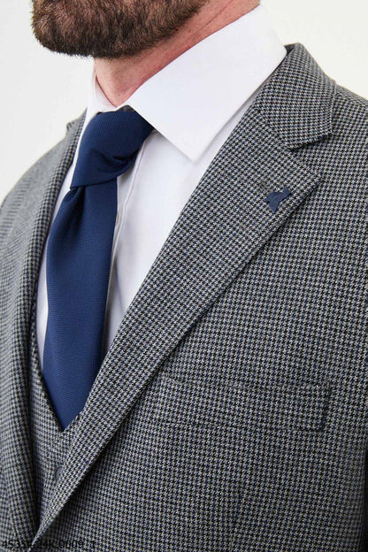 Brabion Diego Navy Gray 3 Piece Shepherd's Check Wool Suit