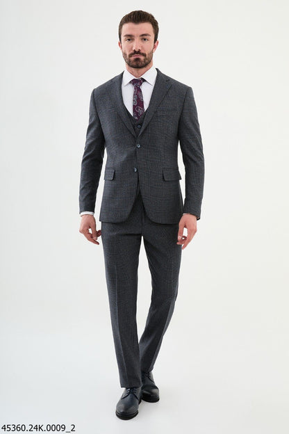 Brabion Diego Navy Blue 3 Piece Glen Check Wool Suit: Timeless Elegance for Every Occasion
