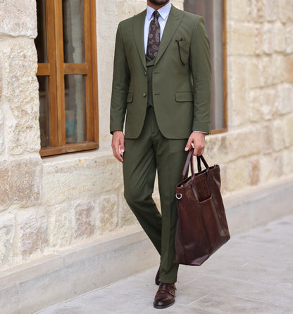Khaki Modern-Fit Suit 3-Piece VIOSSI