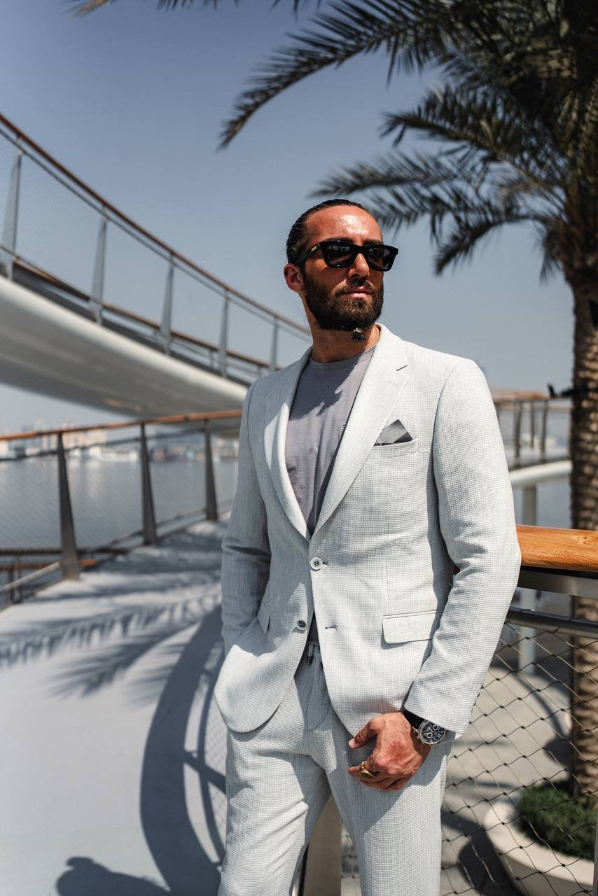 The Skywalk Suit – Light Gray Summer Suit for Men