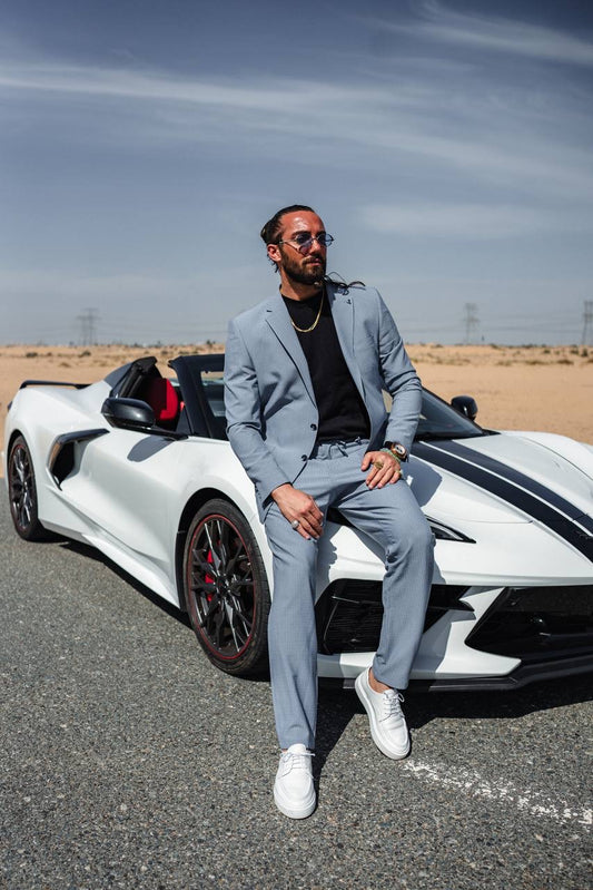 Coastal Sky Pinstripe Suit – Summer Blue Two-Piece Suit