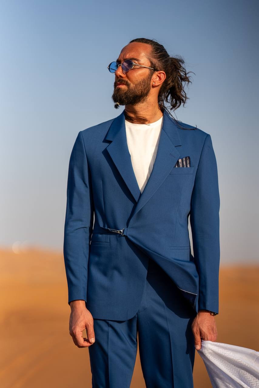 Sax Blue Modern Casual Tailored Suit – Summer Statement