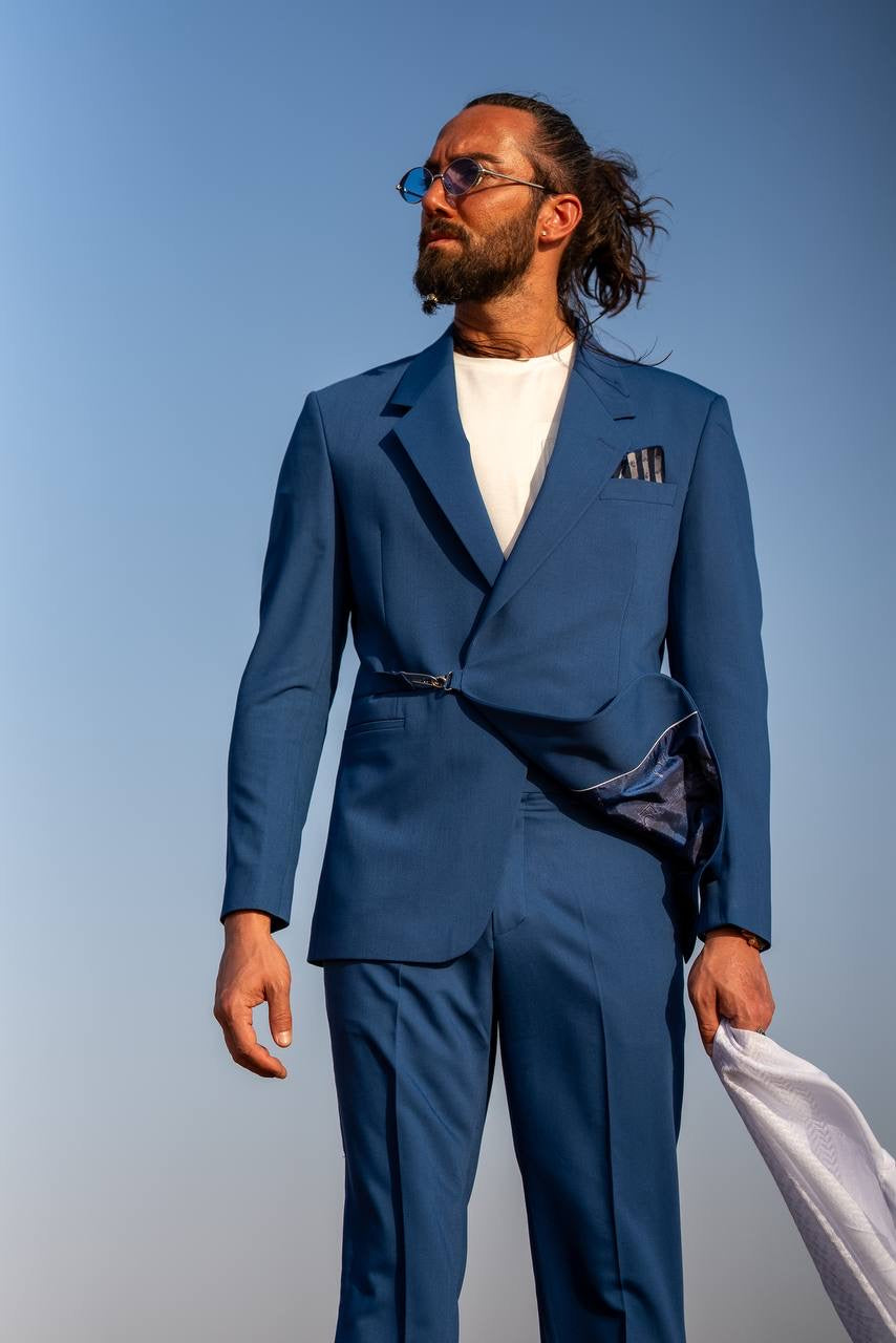 Sax Blue Modern Casual Tailored Suit – Summer Statement