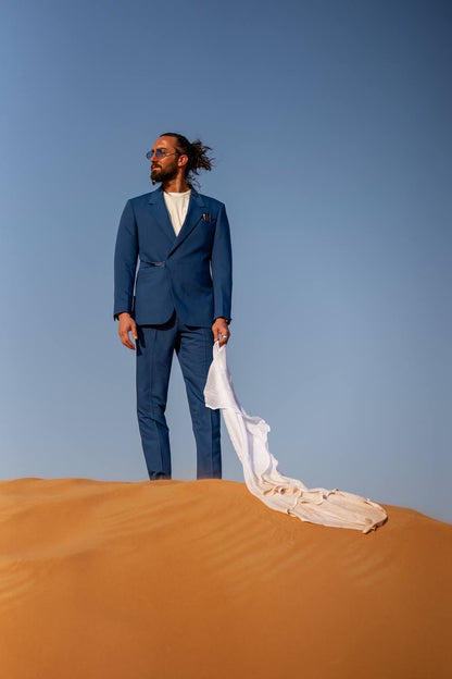 Sax Blue Modern Casual Tailored Suit – Summer Statement