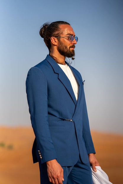 Sax Blue Modern Casual Tailored Suit – Summer Statement