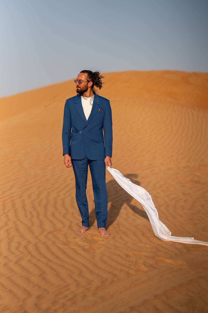 Sax Blue Modern Casual Tailored Suit – Summer Statement