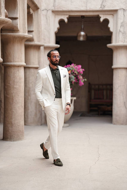 Monaco White Mono-Collar Summer Suit
