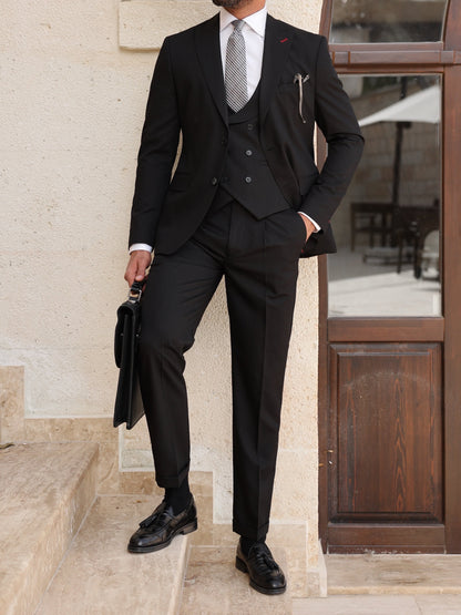 Black Modern-Fit Suit 3-Piece VIOSSI