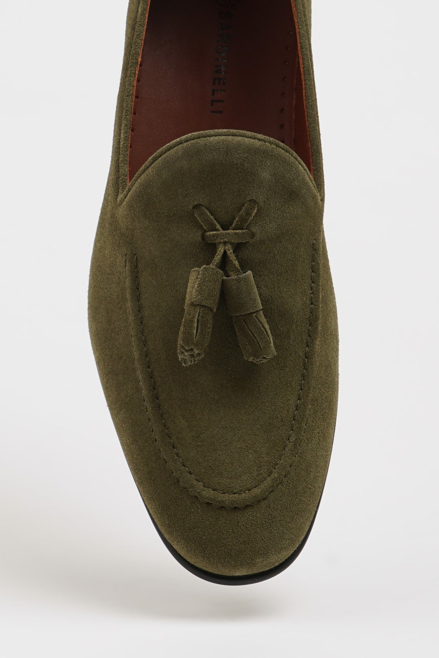 Maison Khaki Suede Loafers with Tassel Detail