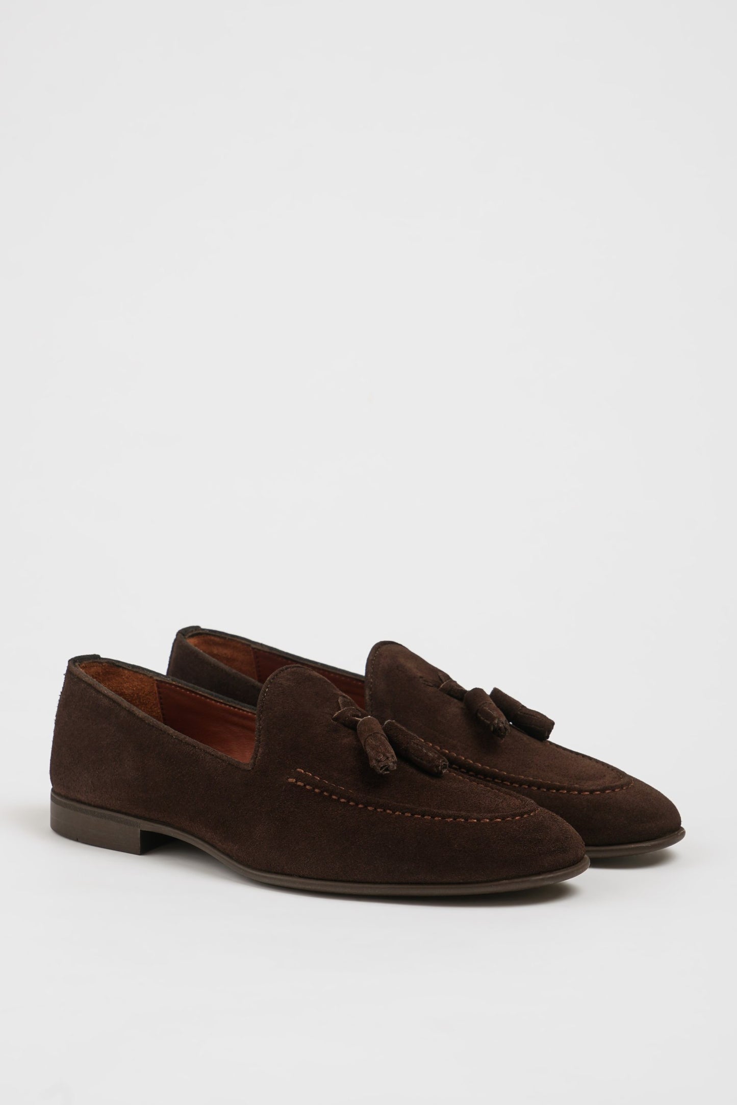 Maison Brown Suede Loafers with Tassel Detail