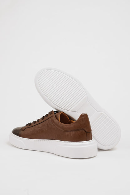 Maison Camel Leather Sneakers with Pool Sole