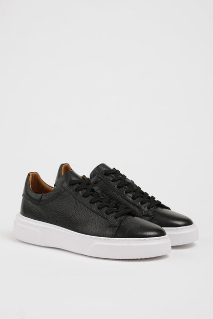 Maison Black Leather Sneakers with Pool Sole