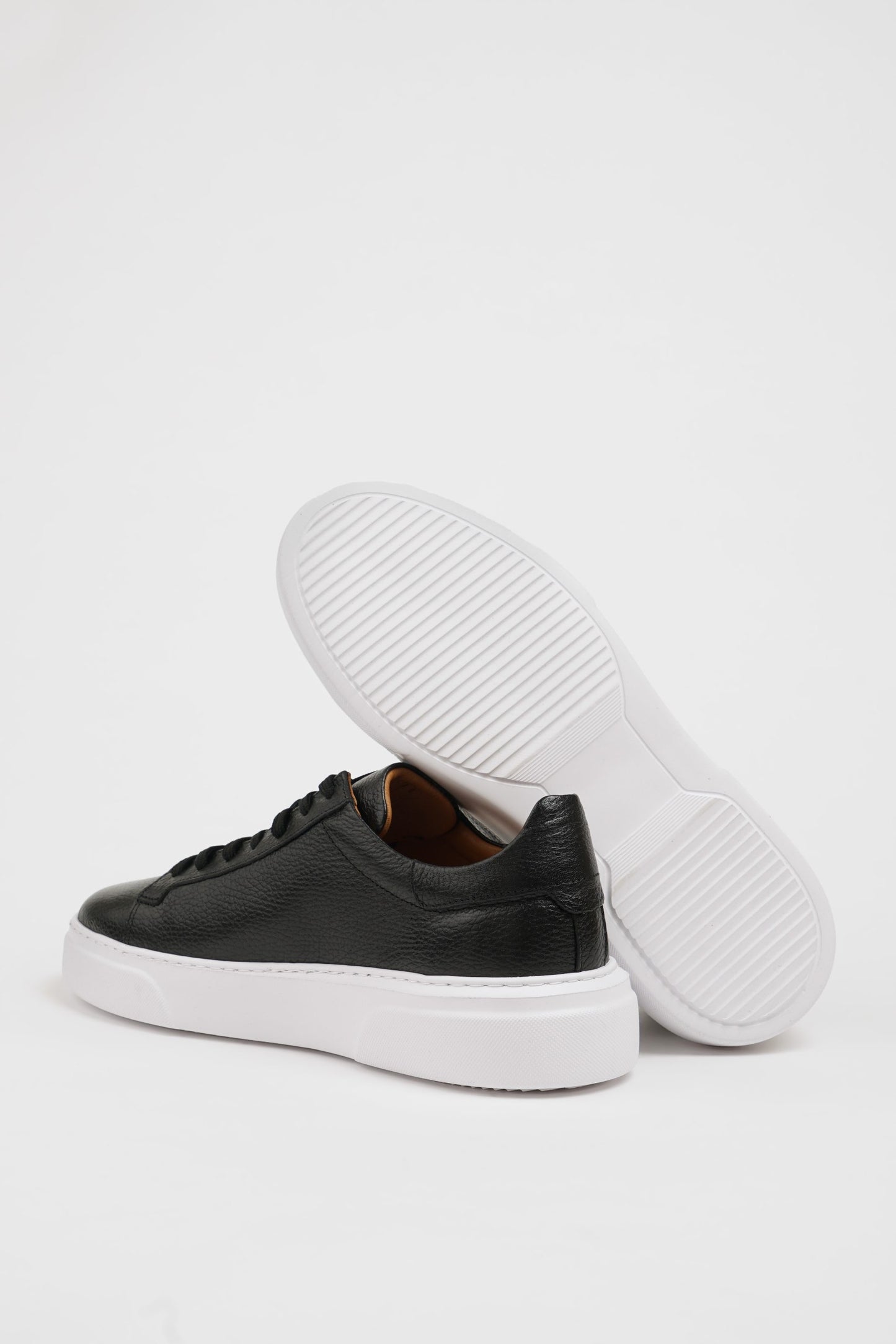 Maison Black Leather Sneakers with Pool Sole