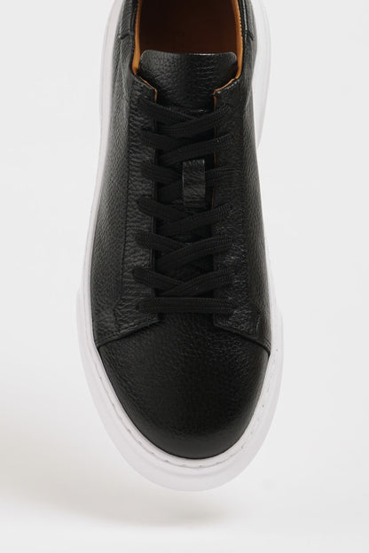 Maison Black Leather Sneakers with Pool Sole