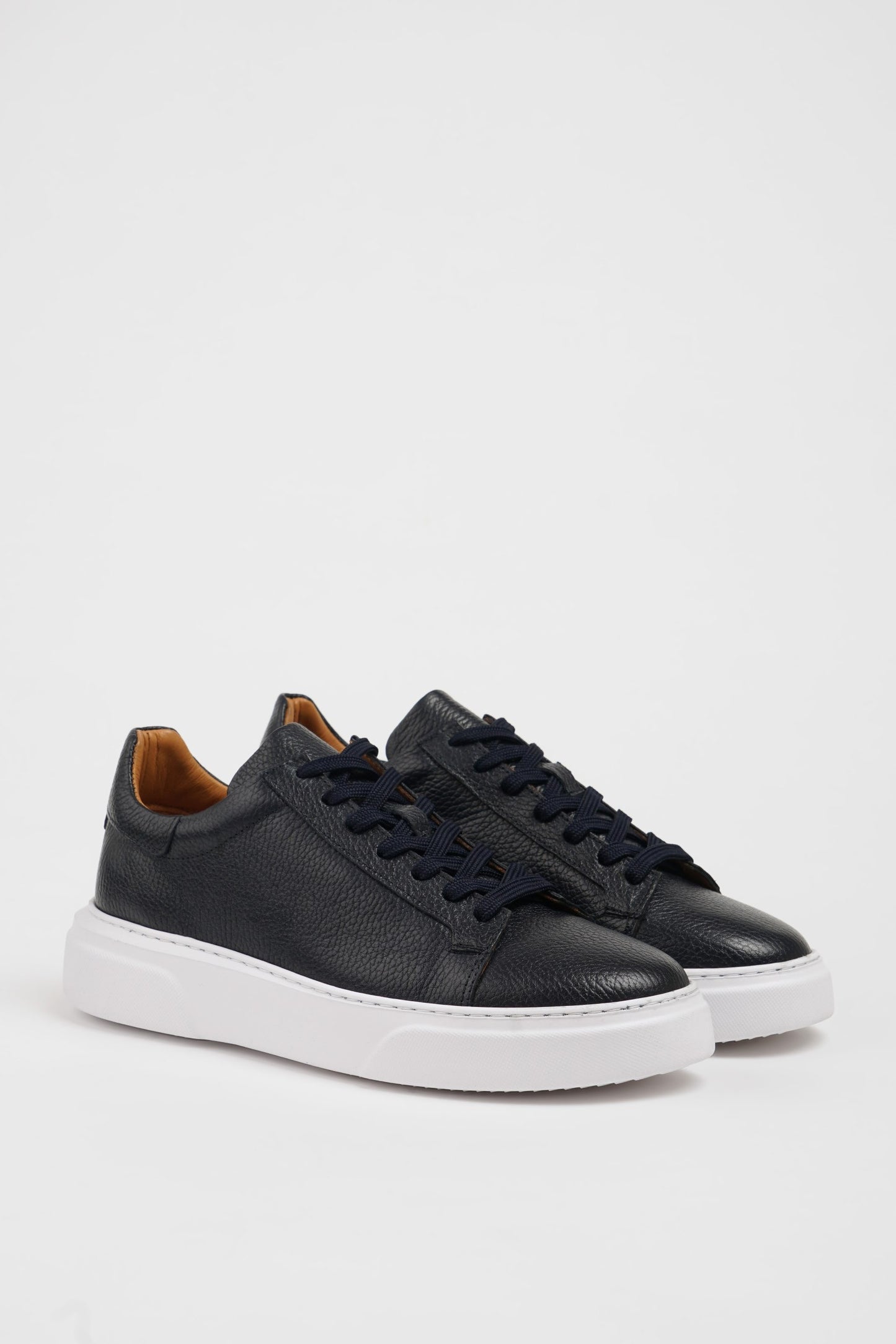Maison Navy Blue Leather Sneakers with Pool Sole