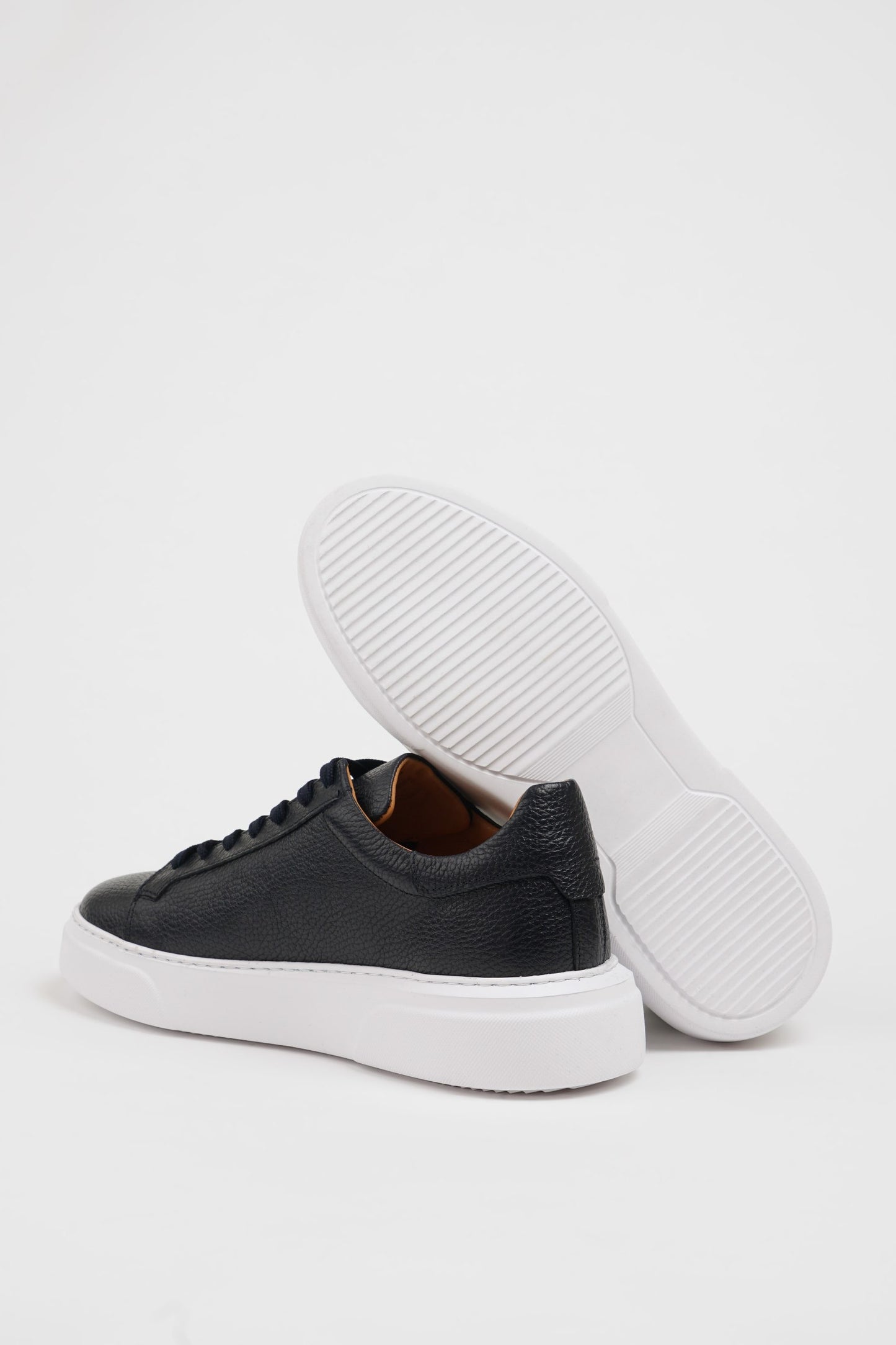 Maison Navy Blue Leather Sneakers with Pool Sole