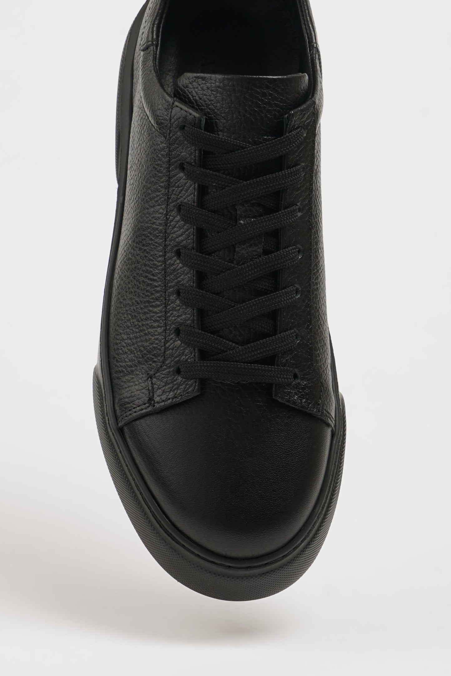 Maison Dark Black Leather Sneakers with Pool Sole
