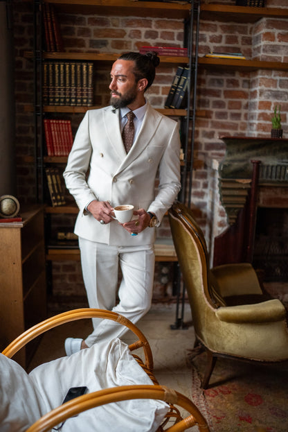Brabion Double-Breasted Beige Men's Suit