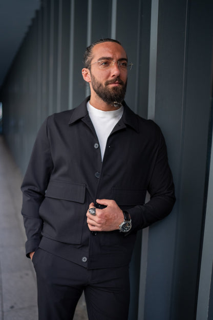 Summer Black Tailored Sports Coat Pants Set