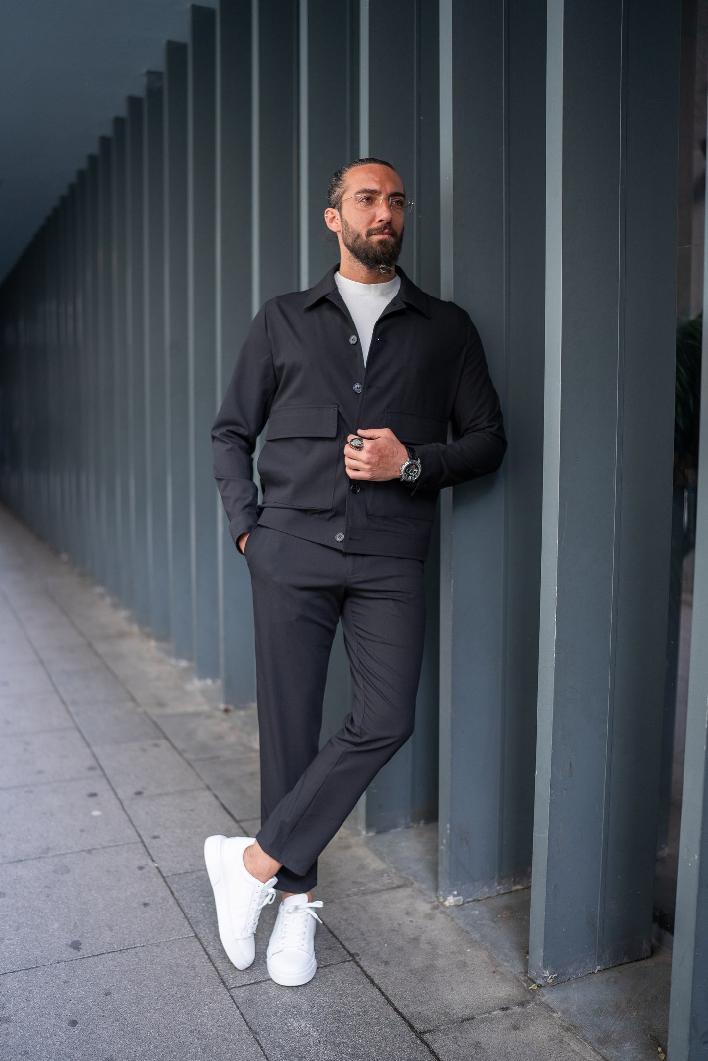Summer Black Tailored Sports Coat Pants Set