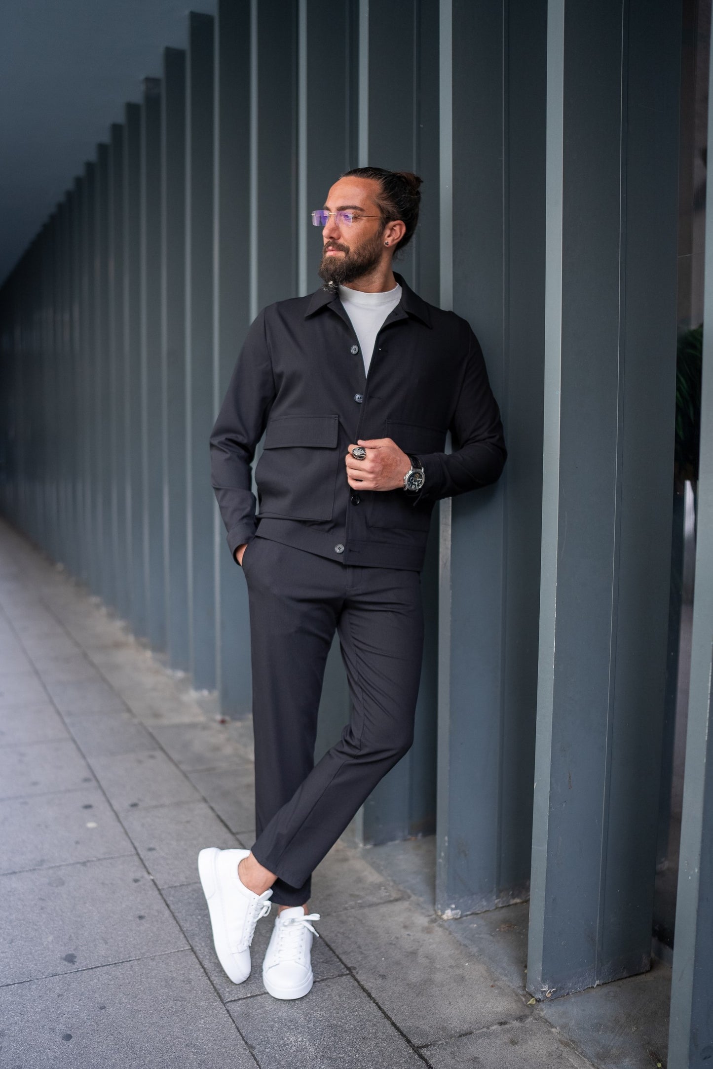 Summer Black Tailored Sports Coat Pants Set