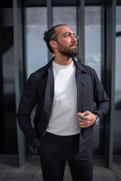 Summer Black Tailored Sports Coat Pants Set