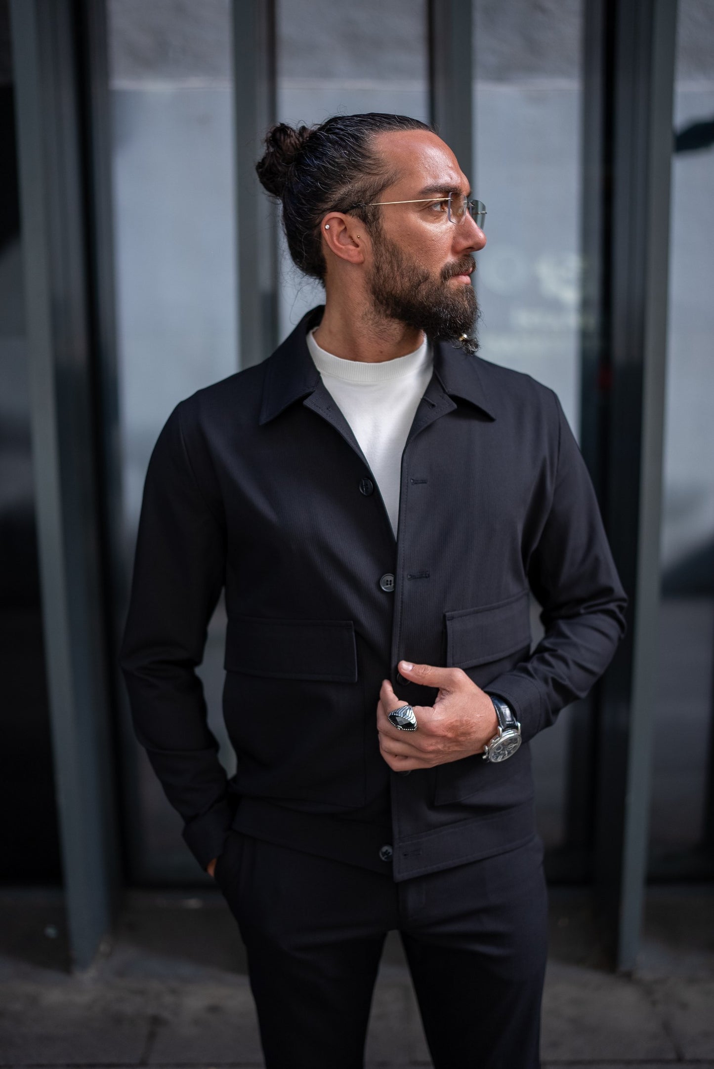 Summer Black Tailored Sports Coat Pants Set