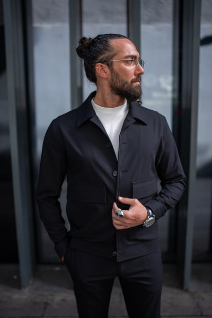 Summer Black Tailored Sports Coat Pants Set