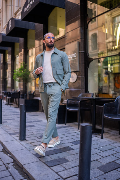 Khaki Lightweight Summer Sports Coat & Pants Set for Men