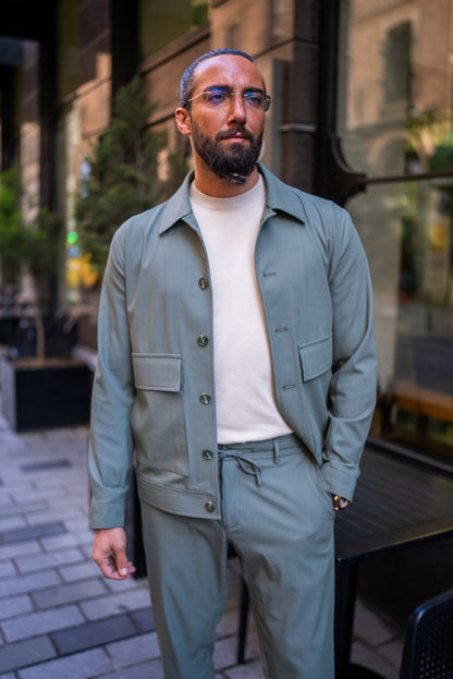 Khaki Lightweight Summer Sports Coat & Pants Set for Men