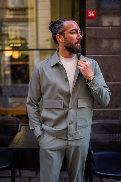 Khaki Lightweight Summer Sports Coat & Pants Set for Men