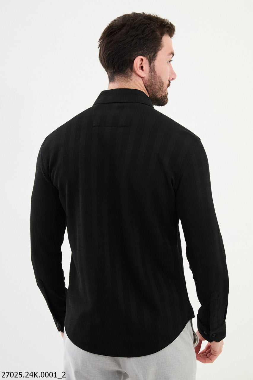 Brabion James Black Slim Fit Striped Cotton Shirt - Your Ideal Versatile Wardrobe Staple