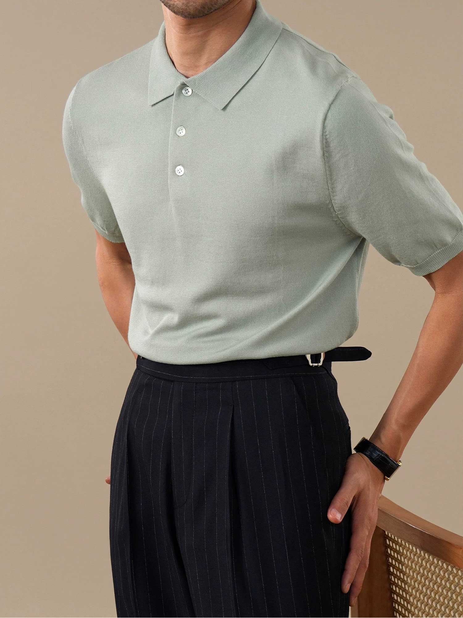 Men’s Italian-Style Lenzing Lyocell Knit Polo Shirt BRABION